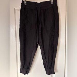 Anthropologie Black Linen Nomad Joggers